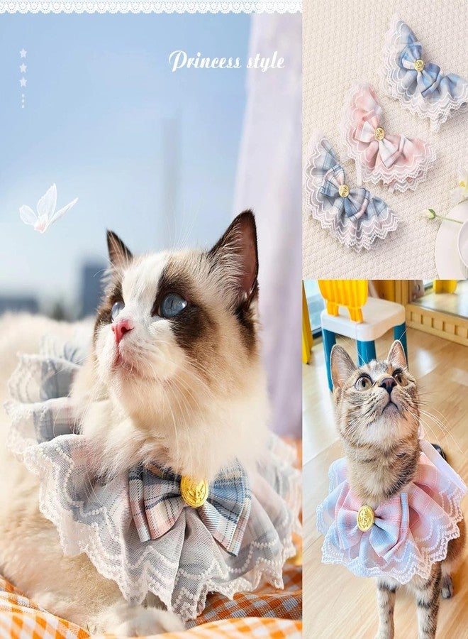 KittuPet منديل للكلاب، منديل مزين بالدانتيل مصنوع يدويًا للكلاب والقطط الصغيرة والمتوسطة الحجم، منديل قابل للتعديل للكلاب مع علامة ذهبية وربطة عنق لطيفة، مريلة قابلة للتعديل (صغير، رمادي) - Image 2